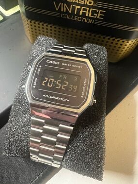 Casio Silver Digital Illuminator Stainless Steel Watch Vintage Collection